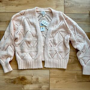 Hippie Rose Light Pink Open Knit Cardigan
